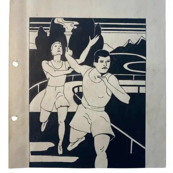 Note: The iconography of the image suggests a connection with the 1936 Summer Olympics. Conserved by conservator Camilla Baskcomb